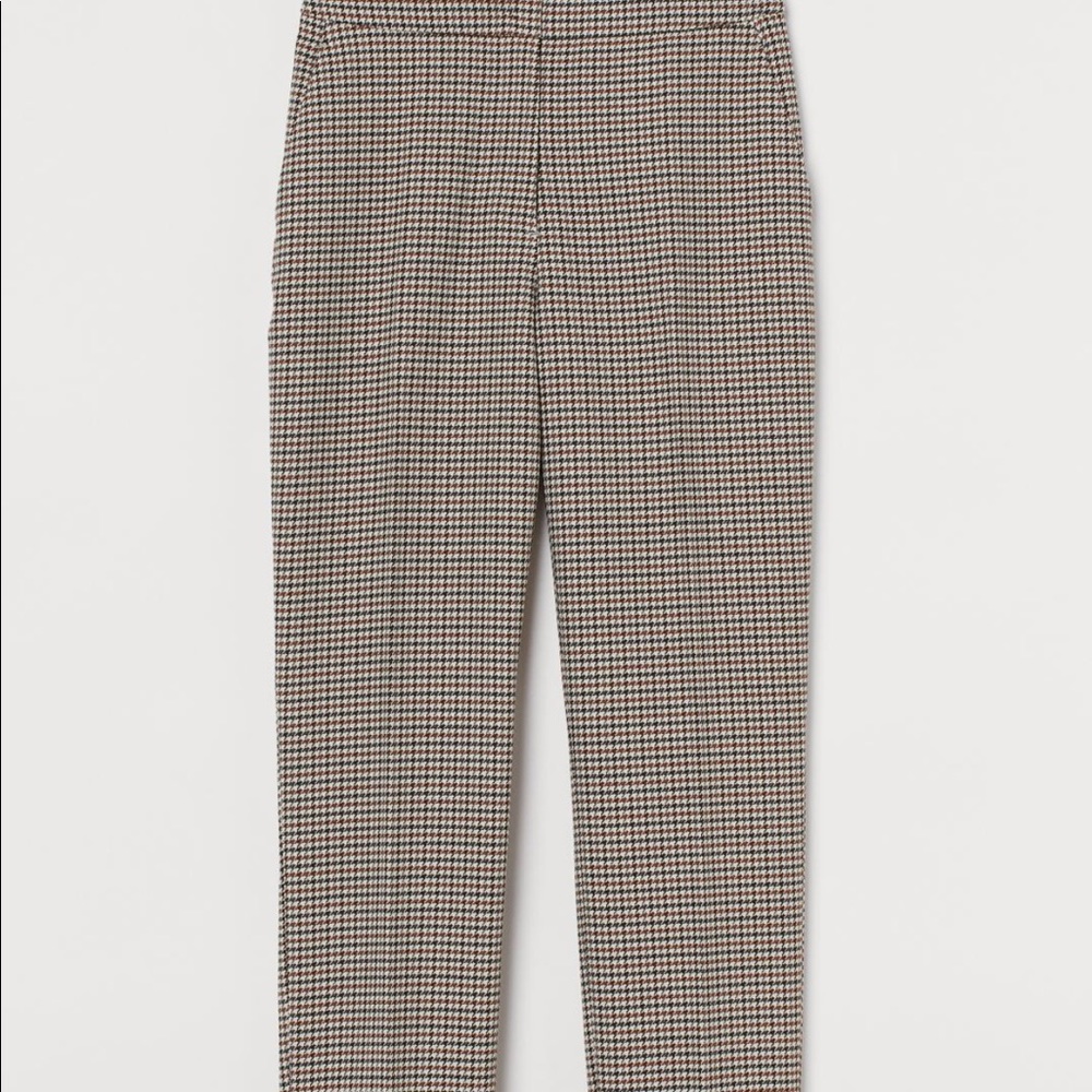H&M SLACKS Beige Houndstooth- patterned Size:6